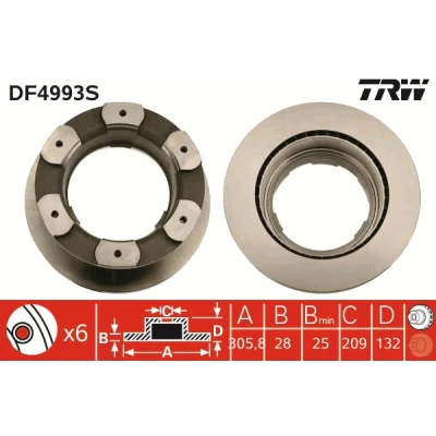 Afbeelding van Trw Remschijf DF4993S