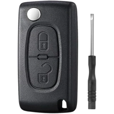 Afbeelding van Betterher Sleutelbehuizing met 2 toetsen, compatibel CE0536, klapsleutel, Citroen C2, C3, C4, C5, C6, C8 en Peugeot 207, 307, 308, 407, 408, 3008, 5008 (CE0536, HU83)