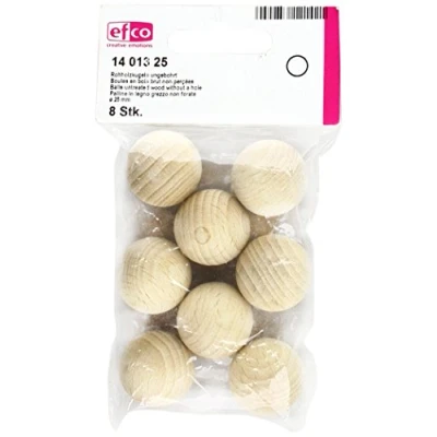 Afbeelding van Efco 1401325 Ballen onbehandeld Hout Zonder Gat ø 25 mm 8 stuks, Bruin, 10 x 6 cm