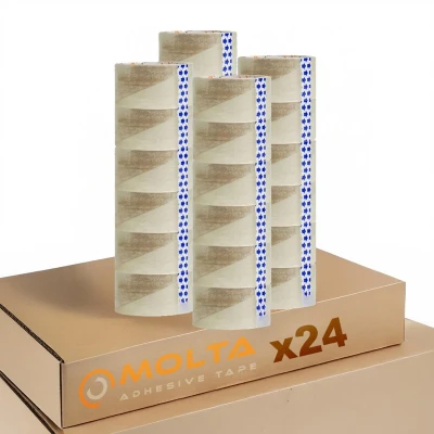 Afbeelding van MOLTA STANDAARD TRANSPARANT Verpakkingstape 48 mm x 55 m Kartonnen tape voor pakketten en dozen 24 Rollen ACRYLIC