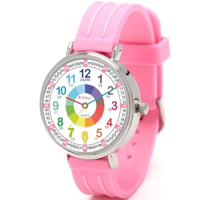 Afbeelding van Kiddus Time Teacher Classic Horloge Pink voor kinderen, Maat: One Size,