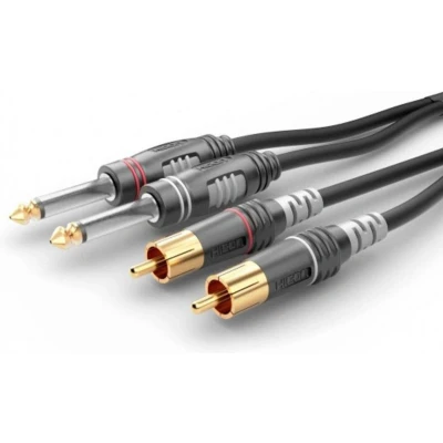 Afbeelding van Sommer Cable HBA 62C2 0030 Jackplug / Cinch Audio Aansluitkabel [2x male 6,3 mm (mono) 2x stekker] 0.30 m Zwart