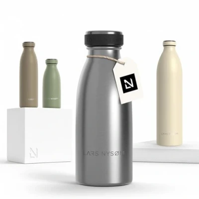 Afbeelding van LARS NYSØM Drinkfles Roestvrij Staal 350ml BPA vrij Geïsoleerde Fles 0.35 Liter Lekvrije Waterfles voor Sport, Fiets, Hond, Kids (Stainless Steel, 350ml)