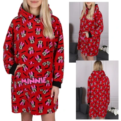 Afbeelding van DISNEY Minnie Mouse Rood meisjes sweatshirt, kamerjas, capuchondeken, snuddie, warm, zacht, cadeau
