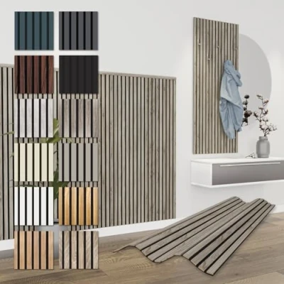 Afbeelding van HEXIM APH06 Akoestische panelen, flexibele lamellenwand, hout, MDF, 138,5 x 60 cm, wandpanelen, lamellenbekleding, binnendecoratie, geluidsisolerend (4 3,32 m², Sonoma Oak APH06)
