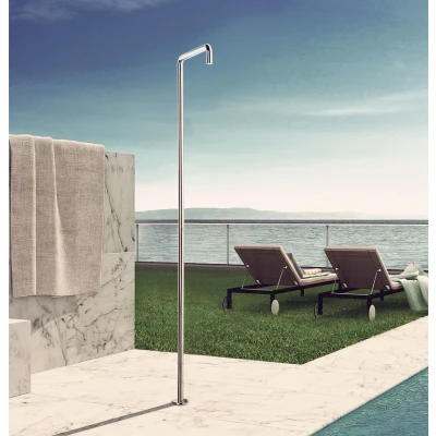 Afbeelding van Waterevolution Flow zwembad douche douchezuil enkel koud water light gold geborsteld T145WGE