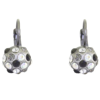 Afbeelding van Behave Oorbel french met zwarte en zilver kleurige steentjes