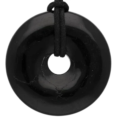 Afbeelding van Lebensquelle Plus Schörl/zwarte Toermalijn donut Ø 40 mm edelsteen hanger, toermalijn,