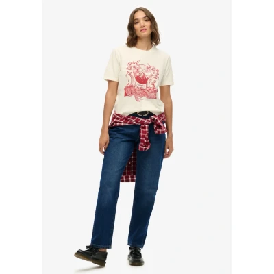 Afbeelding van Superdry Tokyo Narrative Tshirt print, Dames, Maat: 36, Desert bone off white