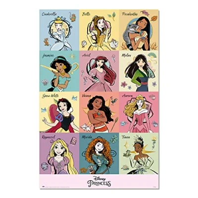 Afbeelding van Grupo Erik Disney Princess penseelstreken poster 91,5 x 61 cm opgerold verzonden coole posters kunstposter en prints muurposters
