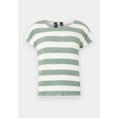 Afbeelding van Vero Moda Vmwide Stripe S/L GA NOOS Tshirt print, Dames, Maat: Medium, Laurel wreath/snow white