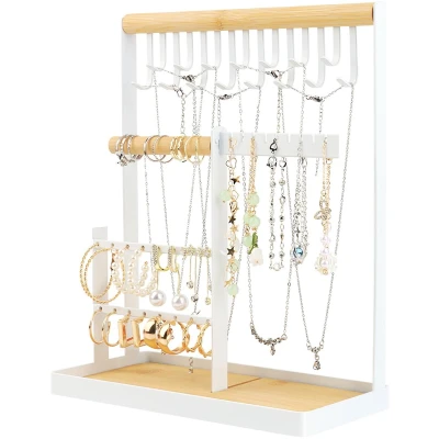 Afbeelding van VFANDV Sieradenstandaard, Sieradenhouder, Sieradenboom Kettinghouder met opbergbasis, Sieradenopberger Sieradenstandaard Kettingopberger voor kettingen, armbanden, ringen, Wit