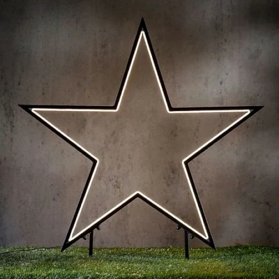 Afbeelding van Luca Lighting Tuinsteker Neon Star 73cm LED Warm Wit Zwart