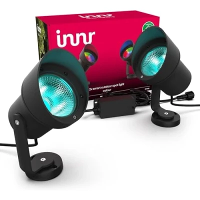 Afbeelding van Innr XL Tuinspots voor Buiten Smart Tuinverlichting LED Buitenverlichting werkt met Philips Hue* Wit en 16 Miljoen Kleuren Set van 2