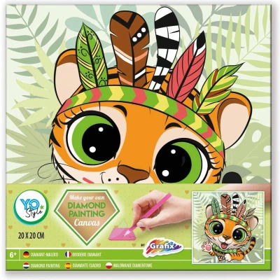 Afbeelding van Grafix Knutselset Diamand Painting Canvas Tijger