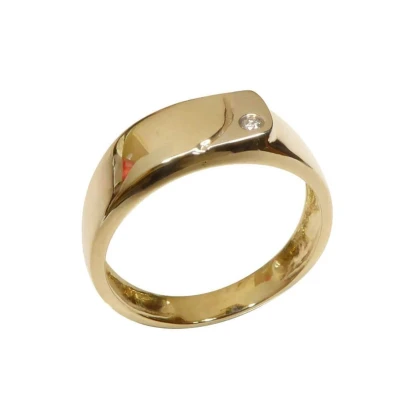 Afbeelding van Geel gouden diamanten cachet ring