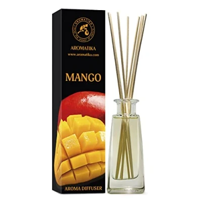 Afbeelding van Aroma Diffuser Mango 100ml met 8 Rotanstokjes Zonder Alcohol Beste Luchtverfrisser voor Thuis Kantoor Spa Aromatherapie