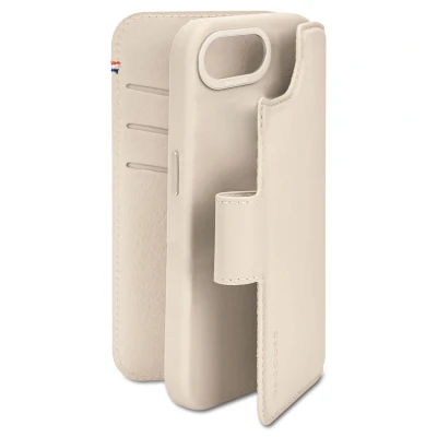 Afbeelding van DECODED Leren Detachable Wallet Case Geschikt voor iPhone 16e 2 in 1 Magnetisch Afneembaar Hoesje met Pasjeshouder Premium ECCO Leer MagSafe Beige