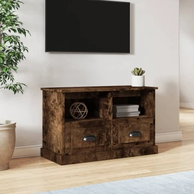Afbeelding van Tv meubel 80x35x50 cm bewerkt hout gerookt eikenkleurig