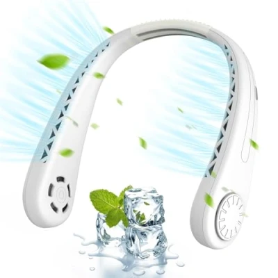 Afbeelding van Anveltech Draagbare nekventilator, handsfree bladloze ventilator, persoonlijke koelventilator, aanpassing van 3 snelheden, luchtuitlaat, hoofdtelefoonontwerp, oplaadbare, USB aangedreven nekventilator