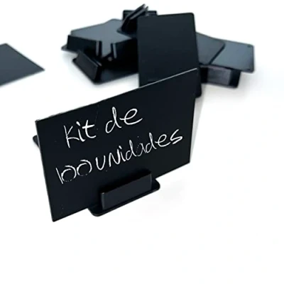 Afbeelding van Set van 100 prijskaarthouders + prijskaarthouders, mini prijsborden, prijskaartjes, kleine prijshouders, decoratieve borden, krijtbord prijshouders.