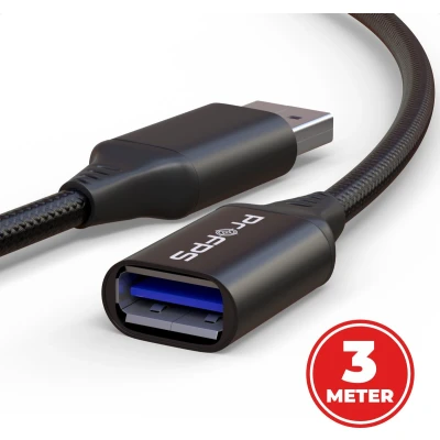 Afbeelding van ProFPS USB Verlengkabel 3.0 3 Meter Mannelijk naar Vrouwelijk 5Gbps Snelle Dataoverdracht Nylon Gevlochten Datakabel Zwart