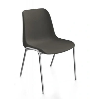 Afbeelding van Kantinestoelen Rome kunststof stapelbaar antraciet koppelbaar