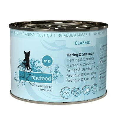 Afbeelding van catz finefood N 13 haring &amp; garnalen fijn voedsel kattenvoer nat, verfijnd met pompoen aloë vera, 6 x 200 g blikjes