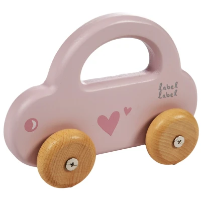 Afbeelding van Label Roze Houten Speelgoed Auto LLWT 25002