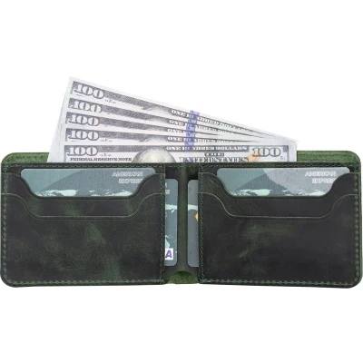 Afbeelding van Pulledro Leder Portemonnee/Portefeuille Pasjeshouder Antic Green