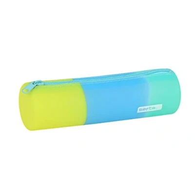 Afbeelding van Cilindervormige Schoolpennenzak Safta Blauw Groen Geel (20 x 5 cm)