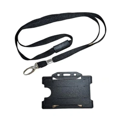 Afbeelding van ALG ID Cards® Zwarte Card Badge Houder Lanyard Kaarthouder Nekriem met Metalen Clip &amp; Veiligheid Breakaway Release voor Pashouder