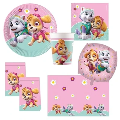 Afbeelding van Procos 10215312DY Partyset Skye en Everest, 46 delig wegwerpservies voor kinderverjaardag themafeest, tafeldecoratie