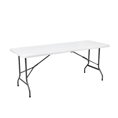 Afbeelding van BRASQ Inklapbare Vouwtafel Wit 180x70x74cm Campingtafel Klaptafel Weerbestendig Tafel met draaghandvat
