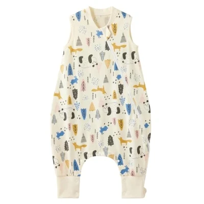 Afbeelding van Duomiaomiao slaapzak met voeten, zomerslaapzak 100% mousseline voor baby&#039;s, 0,5 TOG, dubbele ritssluiting, zweetafvoerend en ademend