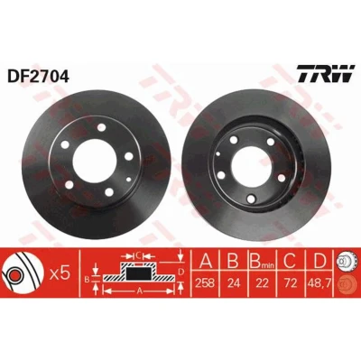 Afbeelding van Trw Remschijf DF2704