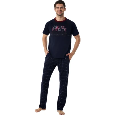 Afbeelding van Feyza Heren Pyjama Set, Korte Mouwen, Donkerblauw M