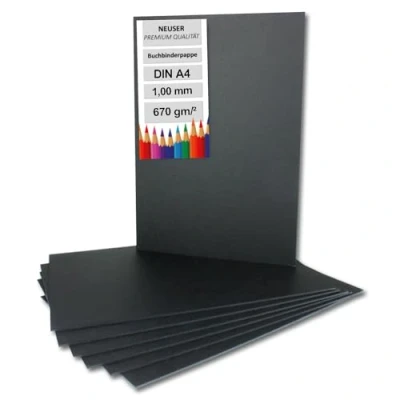 Afbeelding van NEUSER PAPIER 10 x boekbinderskarton, DIN A4, zwart, dikte: 1,0 mm, gewicht: 670 g/m²