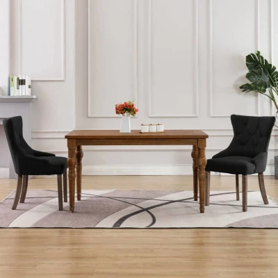 Afbeelding van Eetkamerstoelen 2 st stof zwart