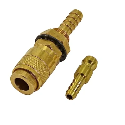 Afbeelding van RIVERWELD TIG lassen gas en watersnelkoppeling fitting slangaansluiting 1 set goud