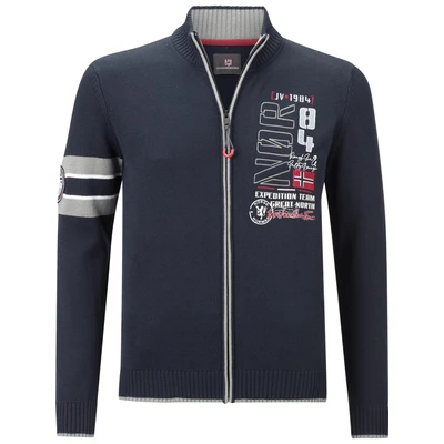 Afbeelding van Jan Vanderstorm +FIT Collectie vest ROLUF Plus Size met printopdruk donkerblauw