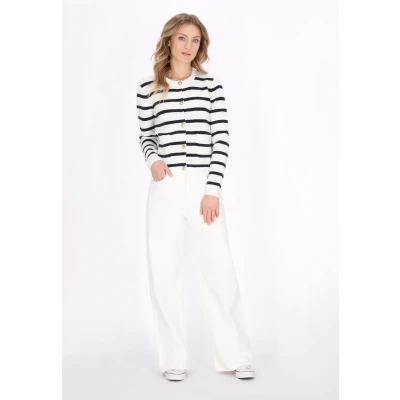 Afbeelding van Dreimaster Cardigan Vest, Dames, Maat: XL/XXL, Offwhite navy stripe