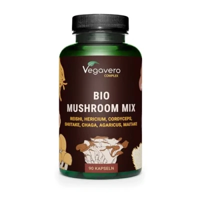 Afbeelding van Vegavero Biologisch Paddenstoelen complex 1300 mg 7 ORGANISCHE EXTRACTEN: Reishi, Cordyceps, Shiitake, Chaga, Hericium, Agaricus, Maitake Bèta glucanen &amp; polysachariden Vegan