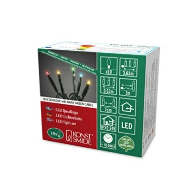 Afbeelding van Konstsmide 6350 520 Micro lichtketting Binnen werkt op het lichtnet Aantal lampen 10 LED Meerkleurig Verlichte lengte: 0.63 m