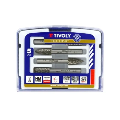 Afbeelding van Tivoly 10316070008 frees, carbide, grijs, 5 delige set
