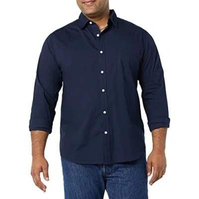 Afbeelding van Amazon Essentials Regular Fit Stretch Poplin overhemd met lange mouwen, marineblauw, Large