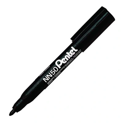Afbeelding van 12x Viltstift Pentel NN50 rond zwart 1.5 3mm