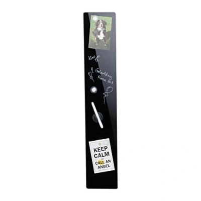 Afbeelding van Relaxdays glassboard zwart memobord magneetbord magnetisch prikbord beschrijfbaar 15 x 80 cm