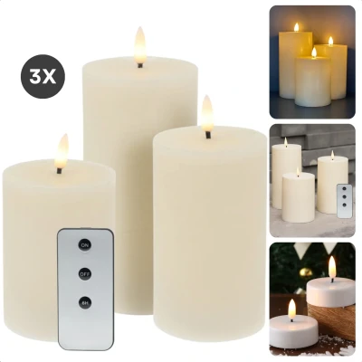 Afbeelding van Cheqo Oplaadbare LED Kaarsen met Bewegende Vlam 9 Delig Witte Wax Afstandsbediening en Timer Nep Flikkerende Dinerkaar