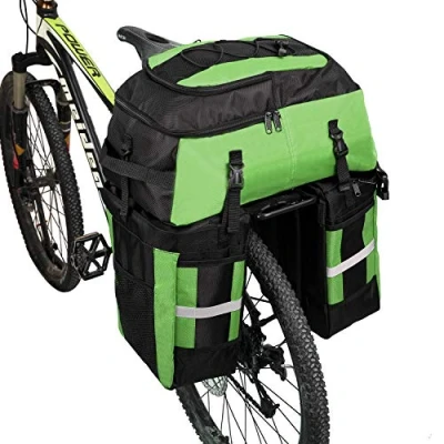 Afbeelding van 3 in 1 multifunctionele dubbele fietstas, 70 liter, scheurvast, schokbestendig, waterdicht, met regenhoes, voor op de bagagedrager